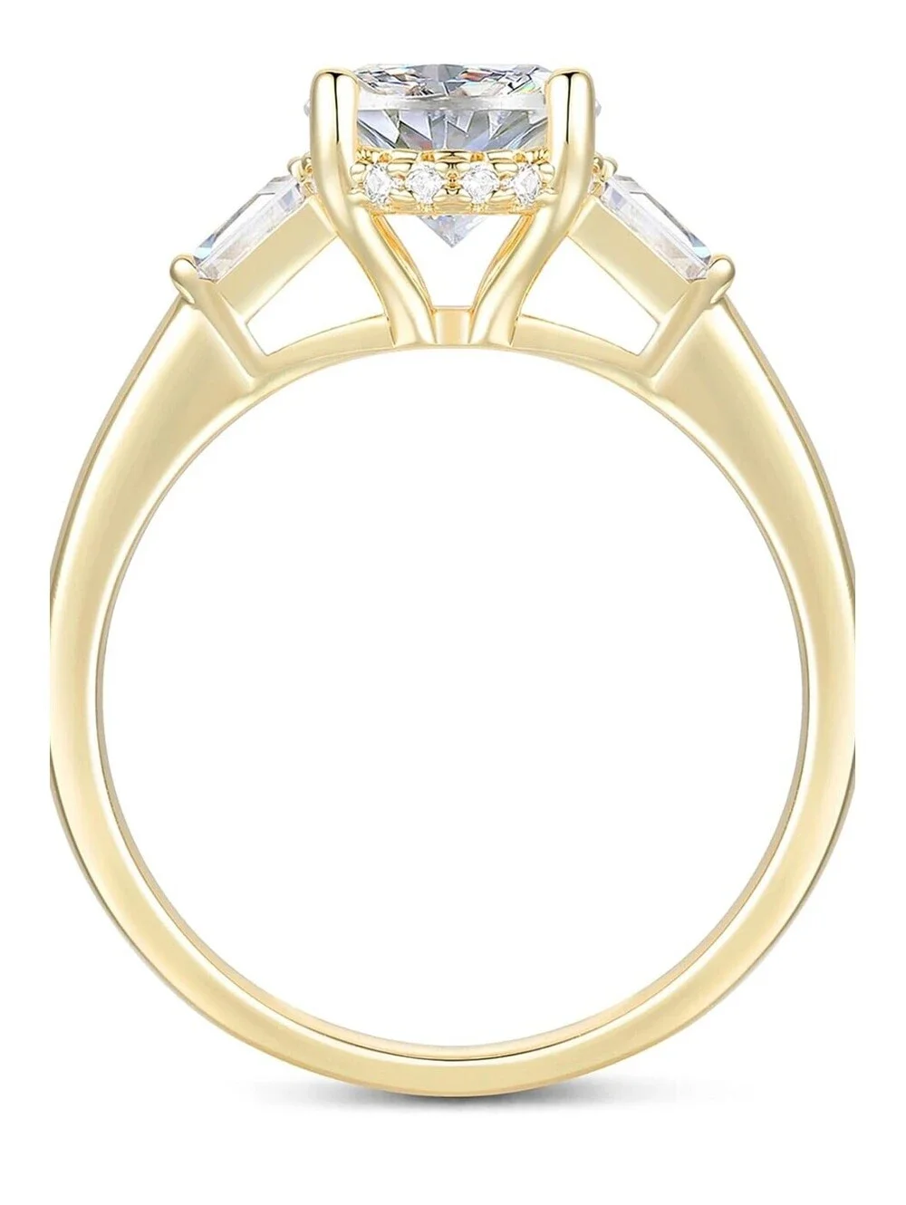 14K Gold 2CT Oval Moissanite Three Stone Engagement Ring Size 8